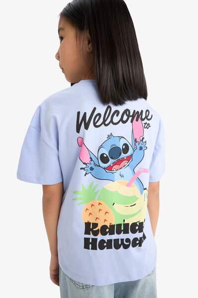 DeFacto Disney Lilo & Stitch T-Shirt mit Rundhalsausschnitt und Rückendruck, ...