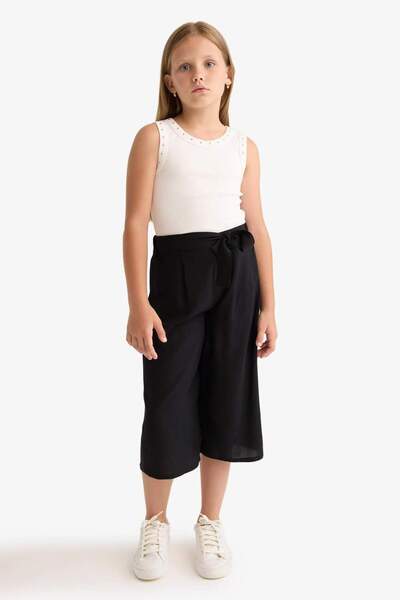 DeFacto Pantaloni Culotte cu picior larg din viscoză Capri pentru fete T3877A...