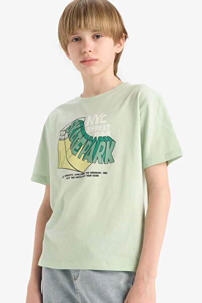 DeFacto Μπλουζάκι με στάμπα με λαιμόκοψη ποδηλάτου και κοντά μανίκια για αγόρ...