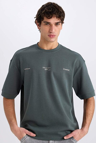 DeFacto Tricou cu mânecă scurtă, cu mânecă scurtă, cu decolteu, cu croială la...