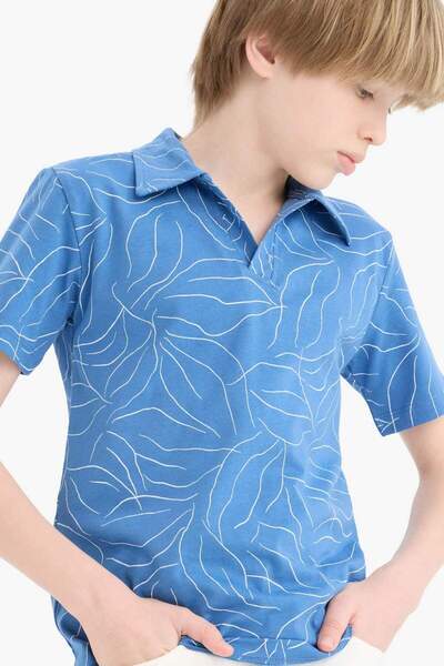 DeFacto Tricou cu mânecă scurtă cu model Apaş Yaka pentru băieți E7216A825SM