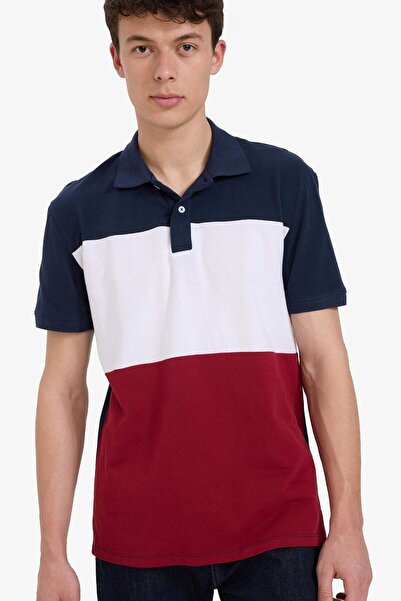 DeFacto 100% Baumwolle Regular Fit Poloshirt mit Blockdesign und kurzen Ärmel...