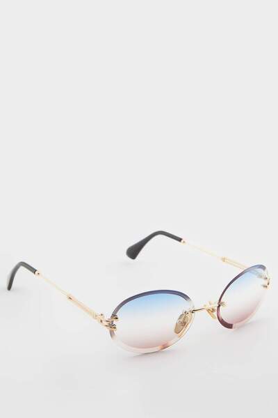 DeFacto Women's Round Transparent Metal Frame Coffee Glassuv Sunglasses F0615...