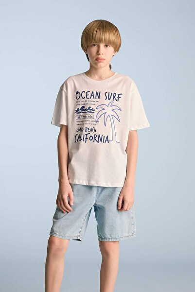 DeFacto Μπλουζάκι με στάμπα με λαιμόκοψη ποδηλάτου και κοντά μανίκια για αγόρ...