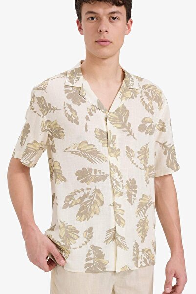 DeFacto Reguläre Passform, Polokragen, gemustertes Sommer-Kurzarmhemd D8449AX...