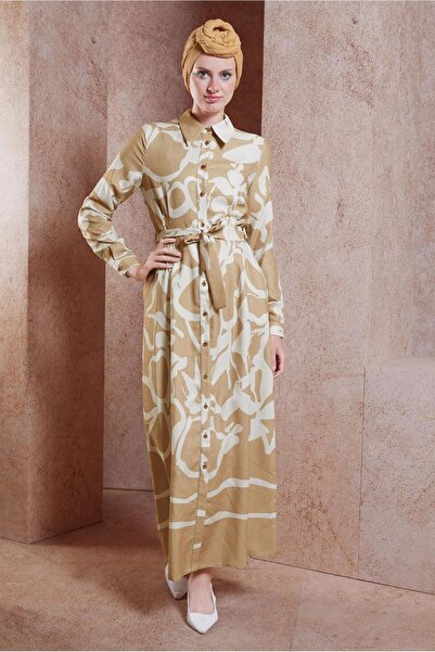 Alvina Linen Textured Dress with Birds 44565