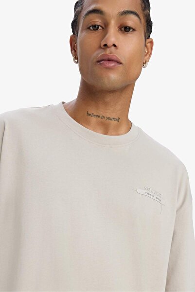 DeFacto Übergroßes, weit geschnittenes, bedrucktes Sportler-Kurzarm-T-Shirt m...