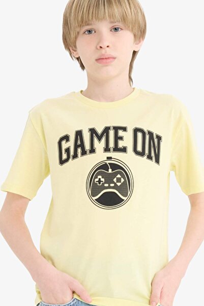 DeFacto Μπλουζάκι με στάμπα με λαιμόκοψη ποδηλάτου και κοντά μανίκια για αγόρ...