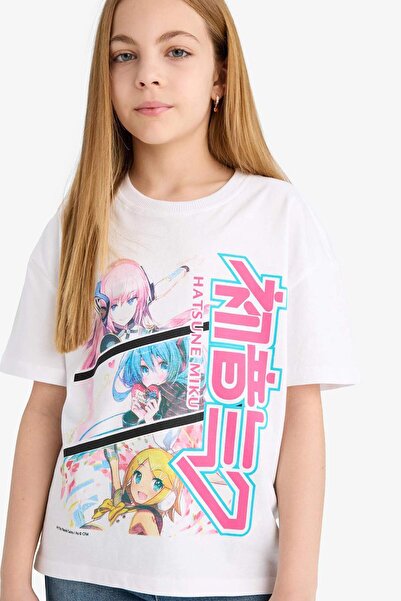 DeFacto Hatsune Miku Relax Fit majica kratkih rukava sa okruglim izrezom za d...