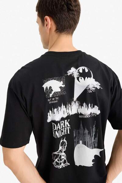 DeFacto Tricou cu mânecă scurtă, 100% bumbac, cu imprimeu pe spate, cu decolt...