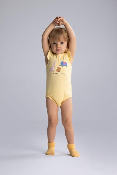 DeFacto Bisiklet Yaka Hayvan Desenli Fitilli Kaşkorse Kısa Kollu Çıtçıtlı Bod...