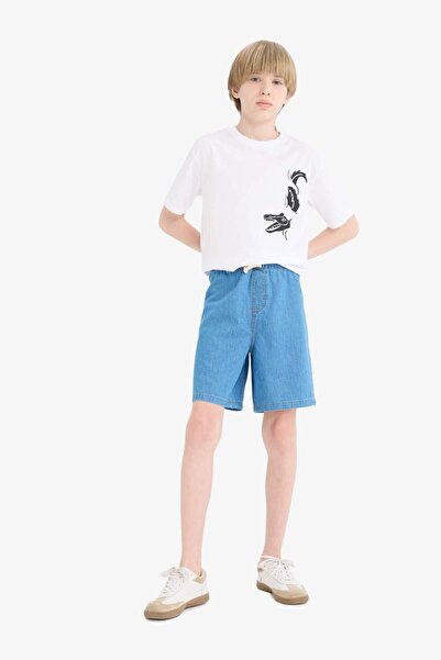 DeFacto Beli Lastikli Jean Şort Erkek Çocuk D8575A825SM