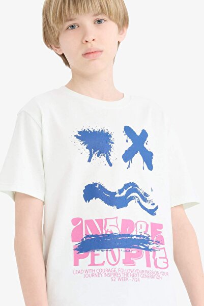 DeFacto Μπλουζάκι με στάμπα με λαιμόκοψη ποδηλάτου και κοντά μανίκια για αγόρ...