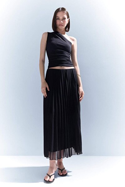 DeFacto Φούστα μίντι από σιφόν με κοντό μανίκι σε γραμμή Α F1524AX25SP