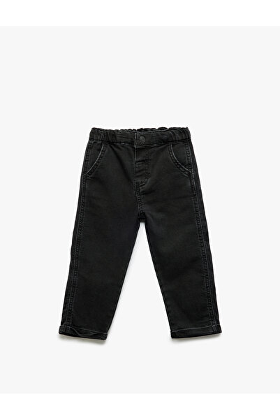 Koton Pantaloni din denim din bumbac cu talie elastică și buzunare