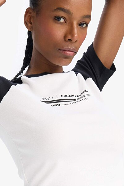 DeFacto Μπλουζάκι με στενή εφαρμογή, λαιμόκοψη ποδηλάτου, εμπριμέ, αθλητικό, ...