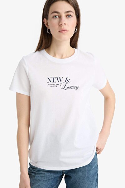 DeFacto Tricou din bumbac pieptănat, imprimat, 100% bumbac, Relax Fit E5541AX...