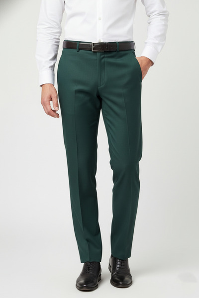 davanchy Men Teal Green Formal Trousers Regular Fit Office Business Casual Dr...