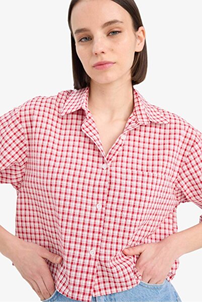 DeFacto Oversized Wide Fit Gingham Long Sleeve Shirt E6934Ax25Sp