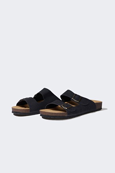 DeFacto Muške papuče od umetne kože sa ravnim đonom i dvostrukim remenom C375...