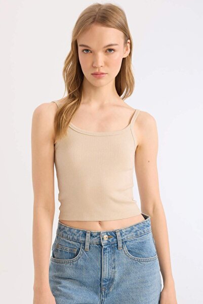 DeFacto Fitted Ribbed Camisole Basic Plain Undershirt B0563Ax25Sm