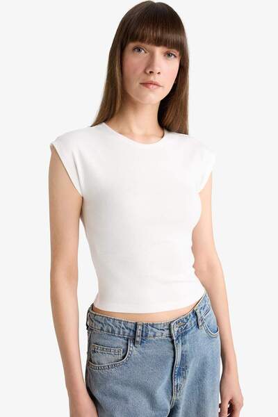 DeFacto Tricou Slim Fit cu gât crew, simplu, modal, cu mânecă scurtă F0685AX25SP