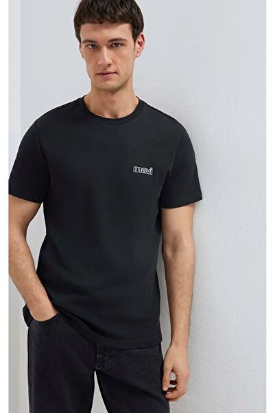 Mavi M0610360 Logo με τύπωμα T-shirt Ανδρικό T-shirt ΜΑΥΡΟ