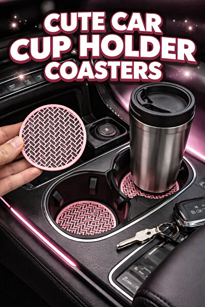 Çiçek Antalya Zigzag Patterned Cup Holder Pink 2 Pieces