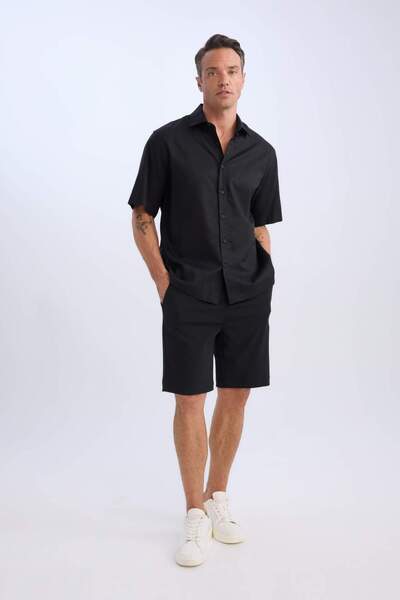 DeFacto Σορτς βερμούδας με κανονική εφαρμογή με κορδόνια μέχρι υφή D9451AX25SP