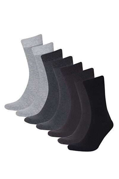 DeFacto Men's Basic Plain 7-Piece Long Socks L5952Azns