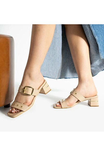 LOJO Troc pentru femei cu bandă dublă cu cataramă cu toc Daily papuci Agras