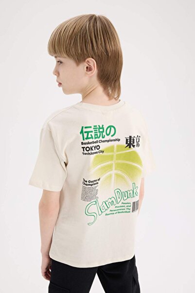 DeFacto Мъжка тениска с къс ръкав и принт на гърба за момчета E0100A825SM