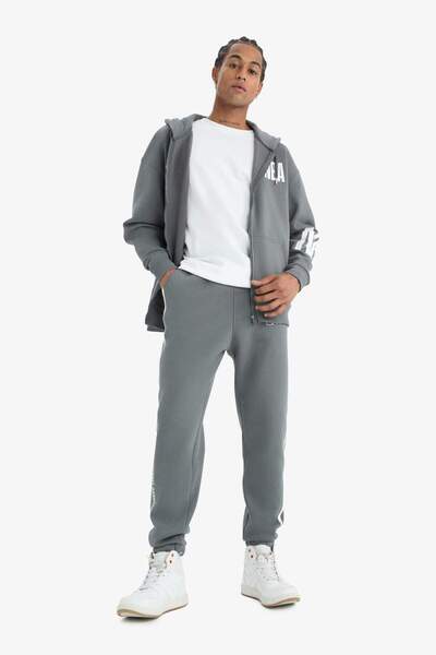 DeFacto Nba Wordmark Thick Jogger Sweatpants Standard Fit Waist Lace-Up with ...