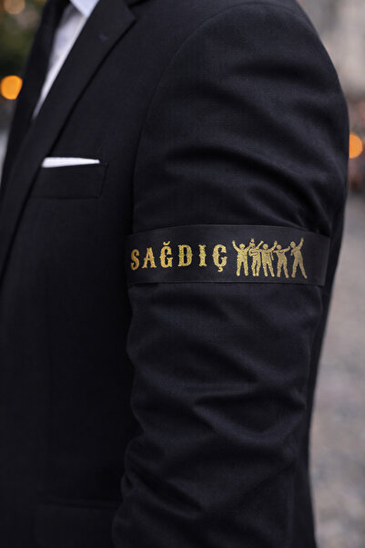 EvremStore Siyah Üzeri Gold Varak Baskı Sağdıç Kurdelesi 5 Adet