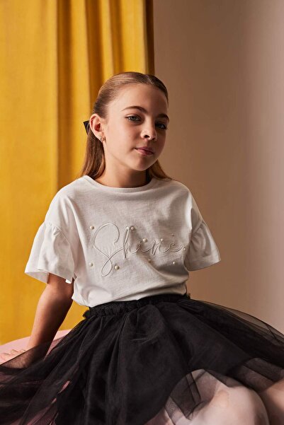 DeFacto Bisiklet Yaka Baskılı Kısa Kollu Tişört Kız Çocuk E0820A825SM