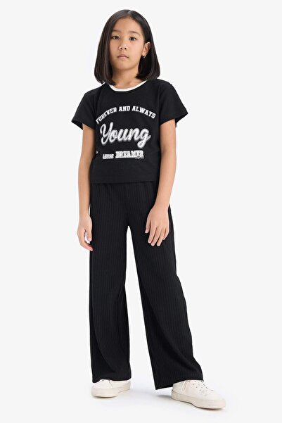 DeFacto Set de 2 piese: Tricou cu mânecă scurtă imprimat cu camisole și panta...