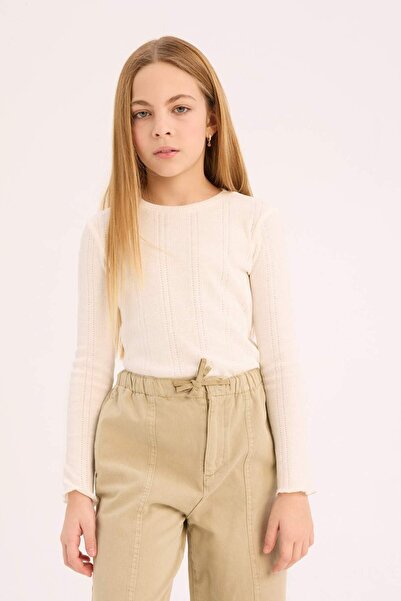 DeFacto Μπλουζάκι με μακρύ μανίκι και λαιμόκοψη ποδηλάτου για κορίτσια, στενή...