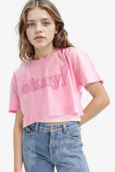 DeFacto Μπλουζάκι με στάμπα με λαιμόκοψη ποδηλάτου και κοντό μανίκι για κορίτ...