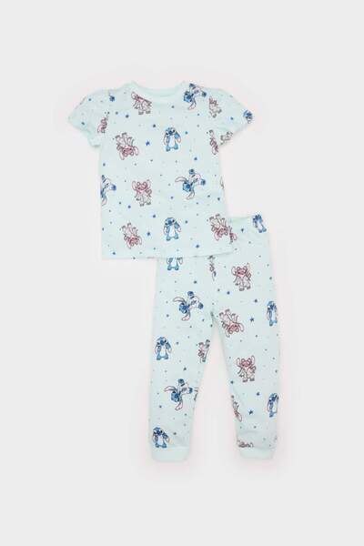 DeFacto Set de pijamale Disney Lilo & Stitch, 100% bumbac, cu talie elastică,...