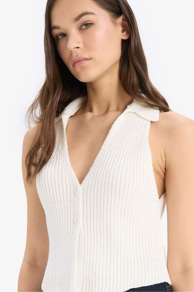 DeFacto Slim Fit Slim Fit Buttoned Knitwear Vest D3584Ax25Sp