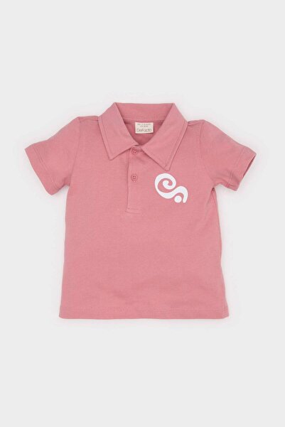 DeFacto Polo-Kragen bedrucktes Piqué-Kurzarm-T-Shirt für Babys E5314A525SM