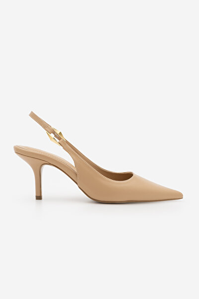 Marjin Pantofi de damă cu vârf ascuțit, cu spatele deschis, elastic, auriu cu...