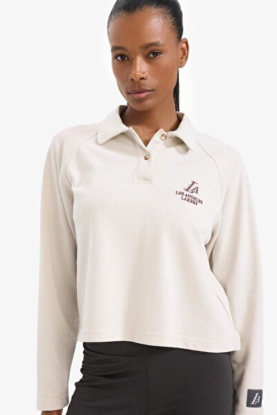 DeFacto NBA Los Angeles Lakers Polo Yaka Pike Sweatshirt D6152AX25SP