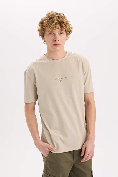 DeFacto 100% βαμβακερό μπλουζάκι Vikings Valhalla με κοντό μανίκι με κανονική...