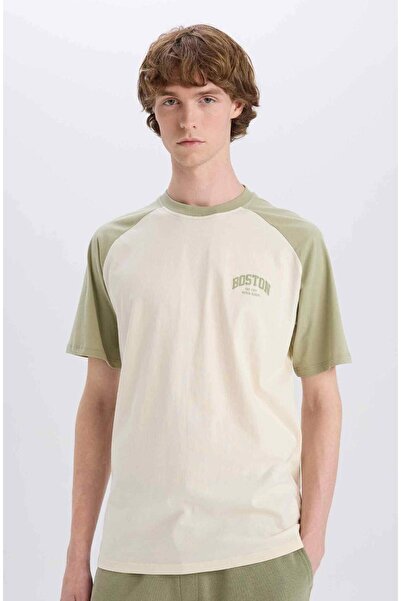 DeFacto 100% βαμβακερό μπλουζάκι με κοντό μανίκι με στάμπα με λαιμόκοψη D5569...