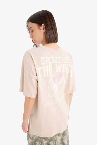 DeFacto Tricou 100% bumbac cu imprimeu pe spate D9609AX25SM