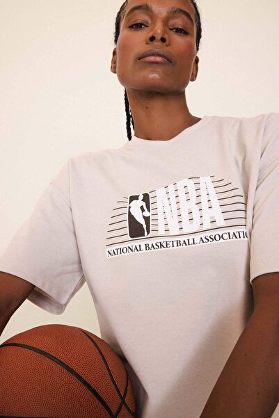 DeFacto Tricou cu mânecă scurtă, cu guler rotund, model larg, cu logo NBA, D6...