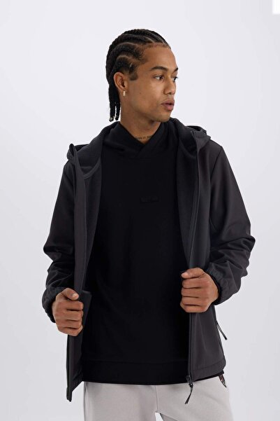 DeFacto Wasserabweisender Softshell-Regenmantel mit normaler Passform, Kapuze...