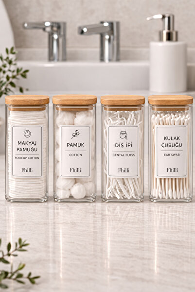 Fhilli لورا - مجموعة منظمات الحمام البلاستيكية المزخرفة المكونة من 4 قطع مربع...