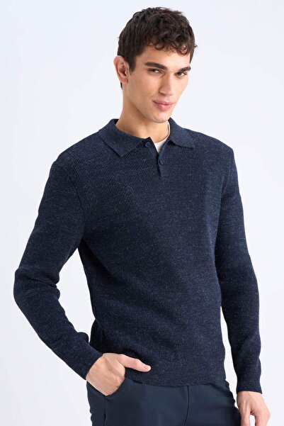 DeFacto Standard-Fit Strickpullover mit Polokragen D3589AX24WN
